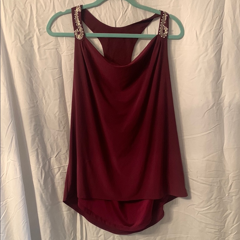 White House Black Market - Red/Burgundy - Sleeveless Asymmetrical Tank Top